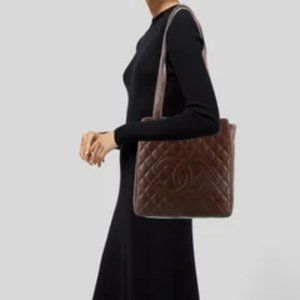 Chanel Vintage Quilted CC Shopping Tote